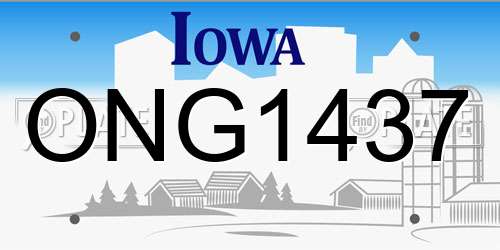 ONG1437 Iowa License Plate