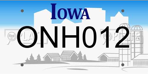 ONH012 Iowa License Plate
