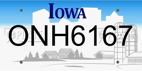 ONH6167 Iowa License Plate