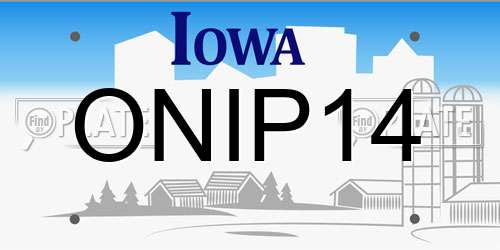 ONIP14 Iowa License Plate