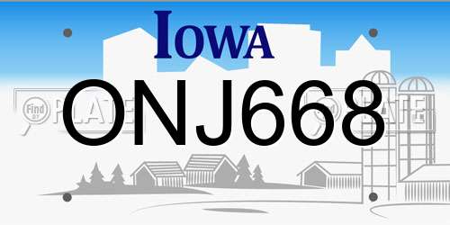 ONJ668 Iowa License Plate