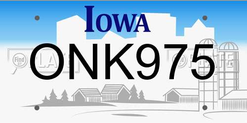 ONK975 Iowa License Plate