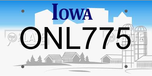 ONL775 Iowa License Plate