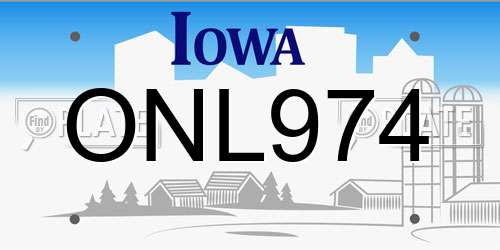 ONL974 Iowa License Plate