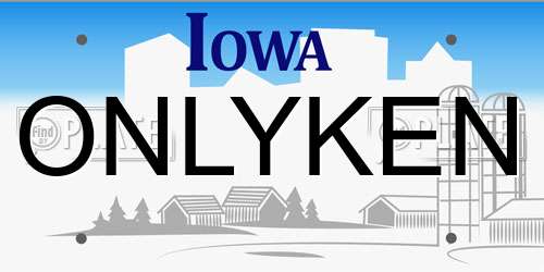 ONLYKEN Iowa License Plate