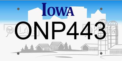 ONP443 Iowa License Plate