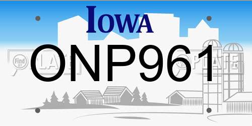 ONP961 Iowa License Plate