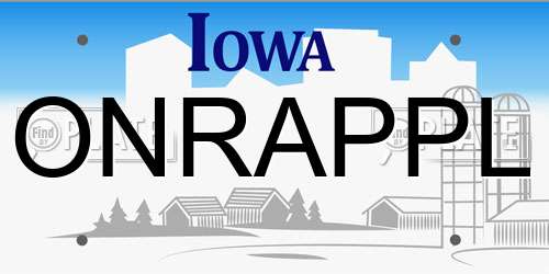 ONRAPPL Iowa License Plate