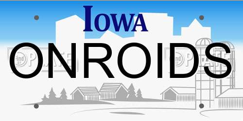 ONROIDS Iowa License Plate