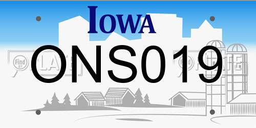 ONS019 Iowa License Plate