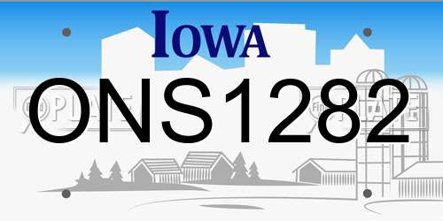 ONS1282 Iowa License Plate