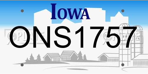 ONS1757 Iowa License Plate