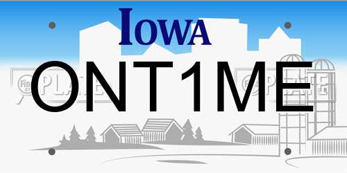 ONT1ME Iowa License Plate