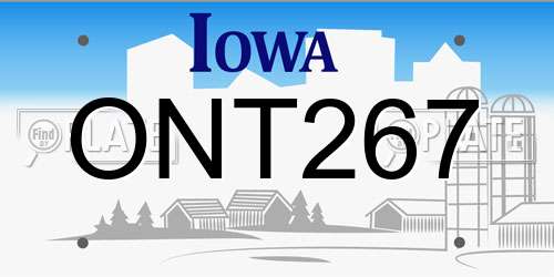 ONT267 Iowa License Plate