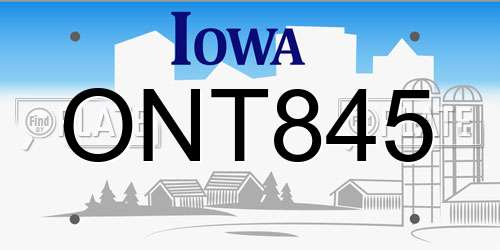 ONT845 Iowa License Plate