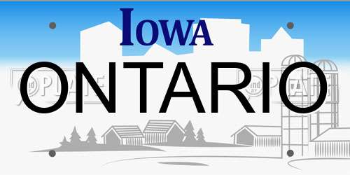 ONTARIO Iowa License Plate