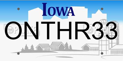 ONTHR33 Iowa License Plate