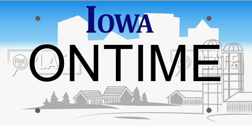 ONTIME Iowa License Plate