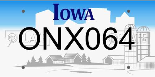 ONX064 Iowa License Plate