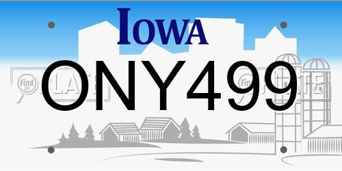ONY499 Iowa License Plate