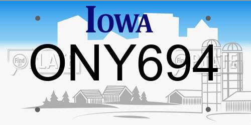 ONY694 Iowa License Plate