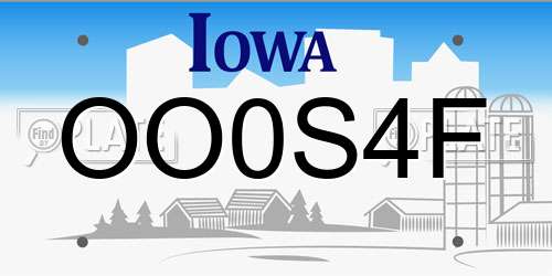 OO0S4F Iowa License Plate
