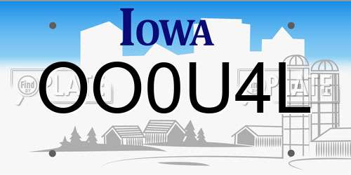 OO0U4L Iowa License Plate