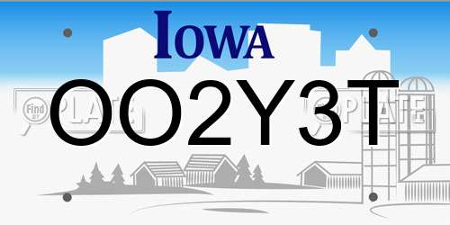 OO2Y3T Iowa License Plate