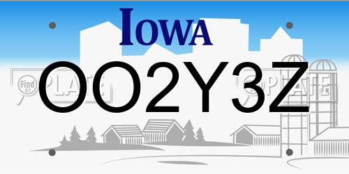 OO2Y3Z Iowa License Plate