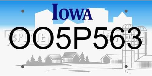 OO5P563 Iowa License Plate