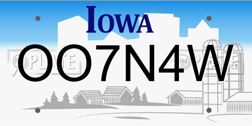 OO7N4W Iowa License Plate