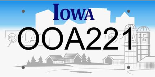 OOA221 Iowa License Plate