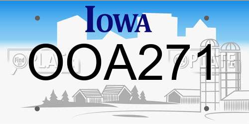 OOA271 Iowa License Plate