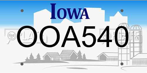 OOA540 Iowa License Plate