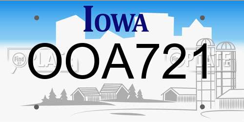 OOA721 Iowa License Plate