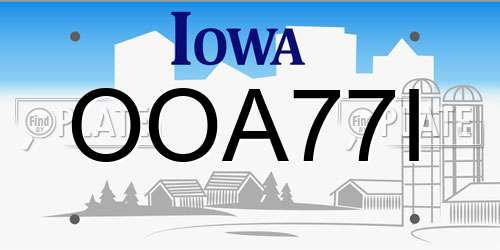OOA77I Iowa License Plate