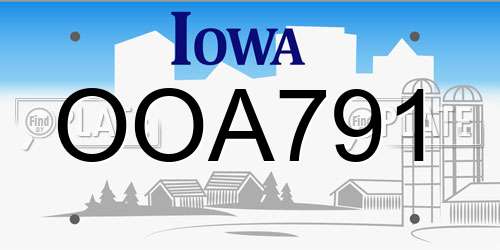 OOA791 Iowa License Plate