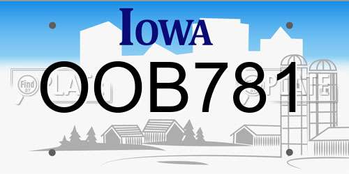 OOB781 Iowa License Plate