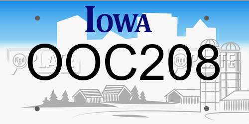 OOC208 Iowa License Plate