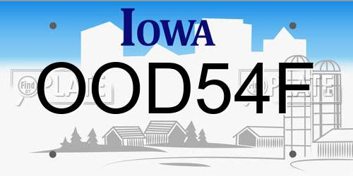 OOD54F Iowa License Plate