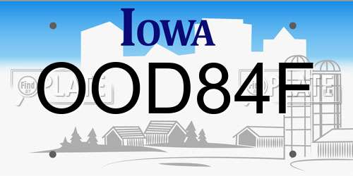 OOD84F Iowa License Plate