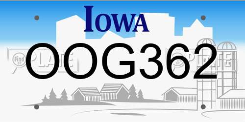 OOG362 Iowa License Plate