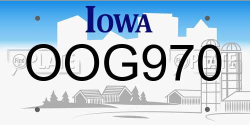 OOG970 Iowa License Plate