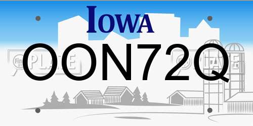 OON72Q Iowa License Plate
