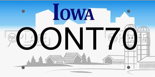 OONT70 Iowa License Plate