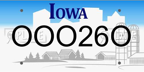 OOO26O Iowa License Plate