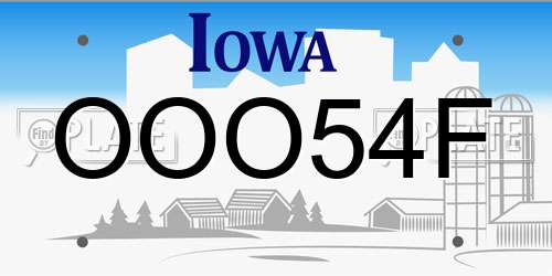 OOO54F Iowa License Plate