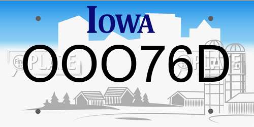 OOO76D Iowa License Plate