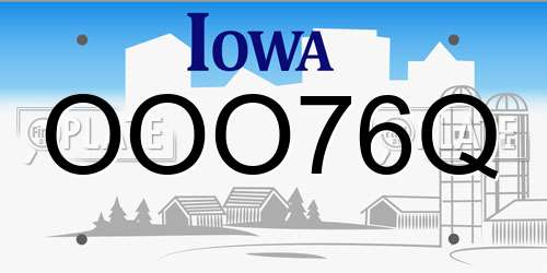 OOO76Q Iowa License Plate