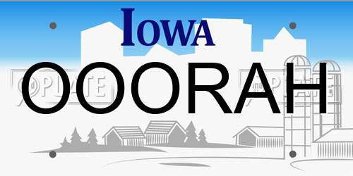 OOORAH Iowa License Plate